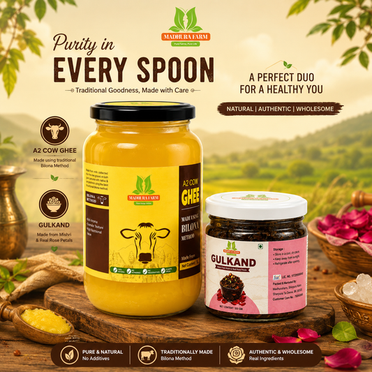 Get 450g Premium Gulkand FREE with 2L Pure Bilona Ghee!