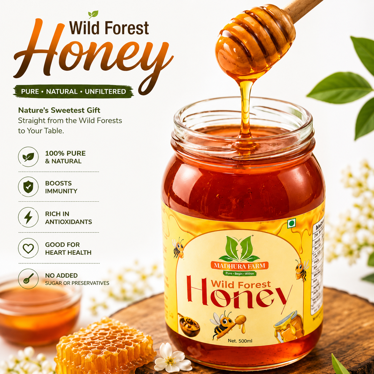 Buy 1L A2 Bilona Ghee & 500g Wild Forest Honey