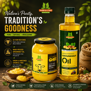 1L A2 Bilona Ghee + 1L Wood Pressed Groundnut Oil