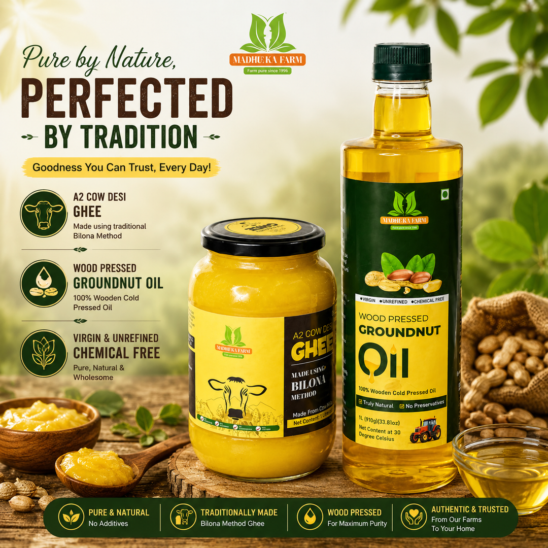 1L A2 Bilona Ghee + 1L Wood Pressed Groundnut Oil