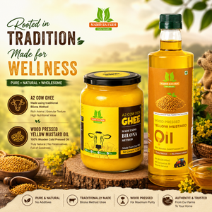 Buy 1L A2 Bilona Ghee & 1L Wood Pressed Yellow Mustard Oil