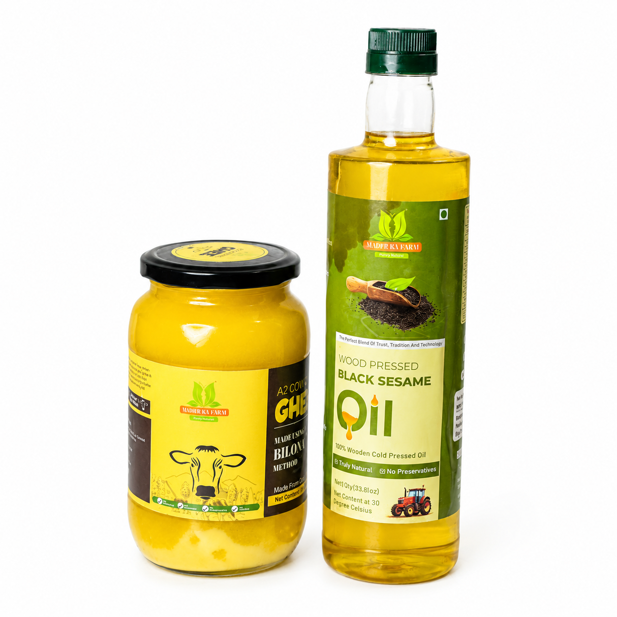 Buy 1L A2 Bilona Ghee & 1L Wood Pressed Black Sesame Oil