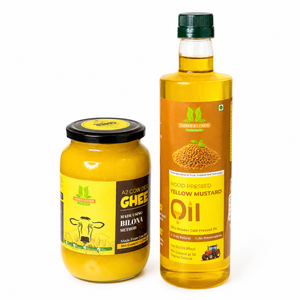 Buy 1L A2 Bilona Ghee & 1L Wood Pressed Yellow Mustard Oil