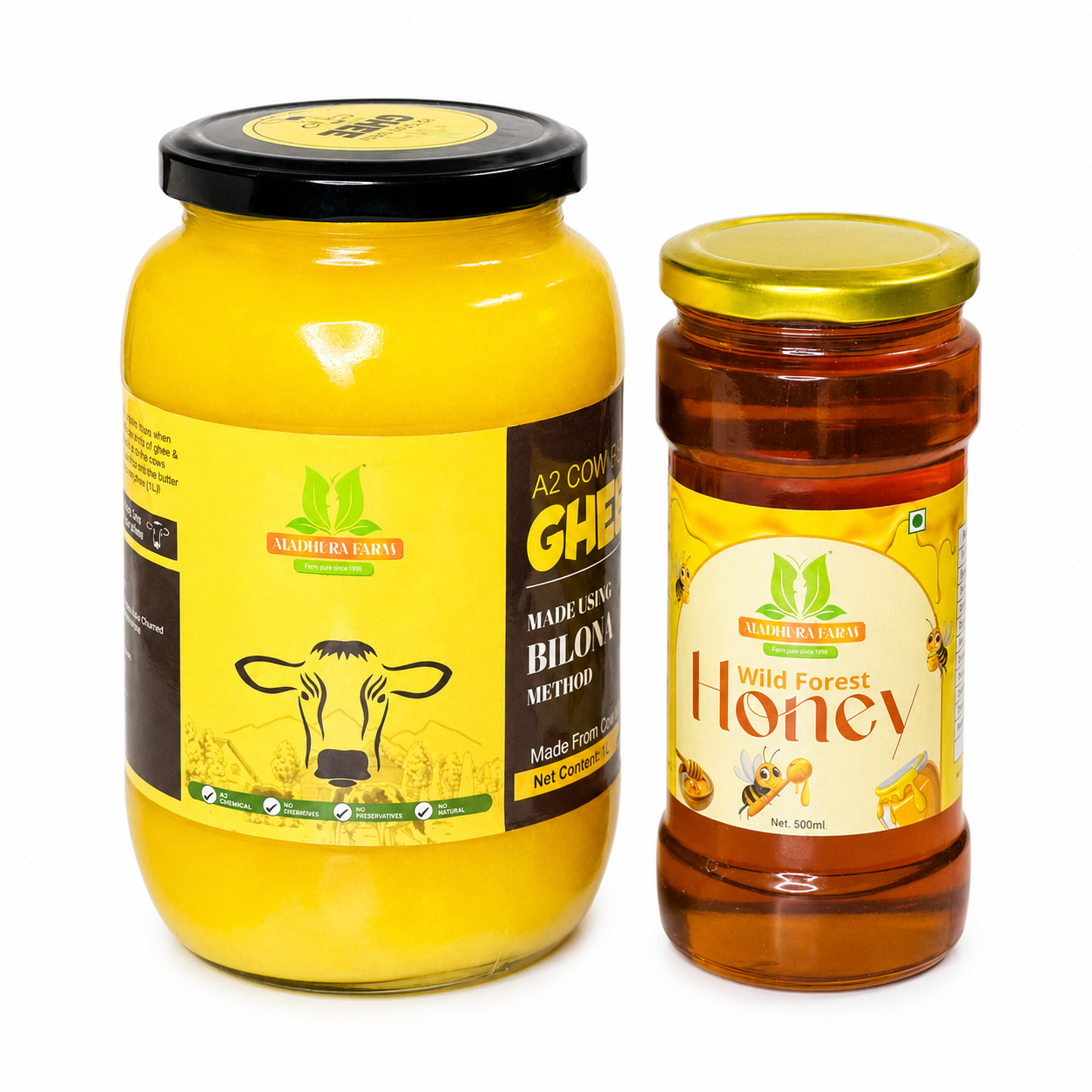 Buy 1L A2 Bilona Ghee & 500g Wild Forest Honey