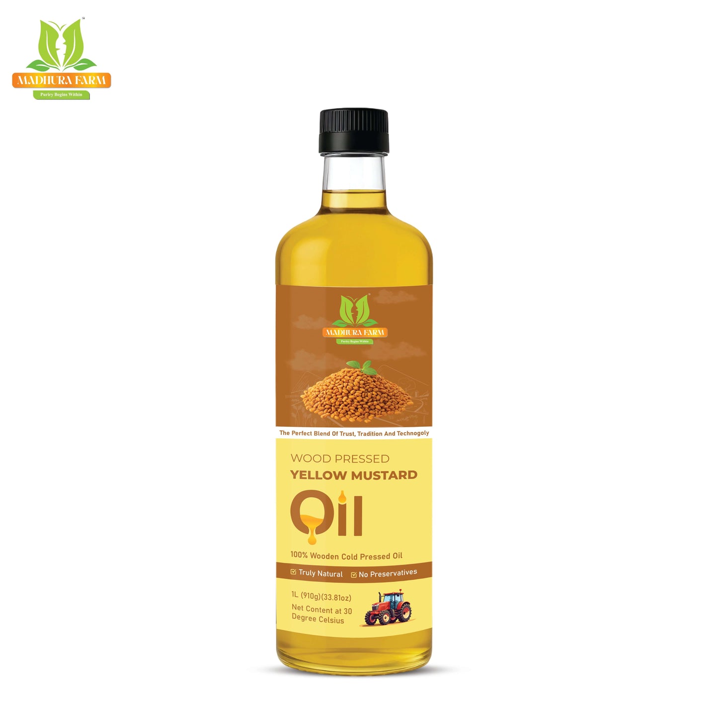 Cold-pressed yellow mustard oil by Madhurafarm