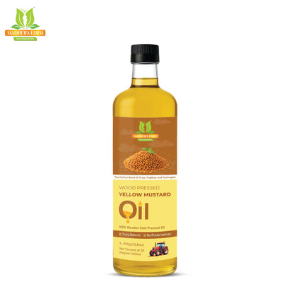 Cold-pressed yellow mustard oil by Madhurafarm